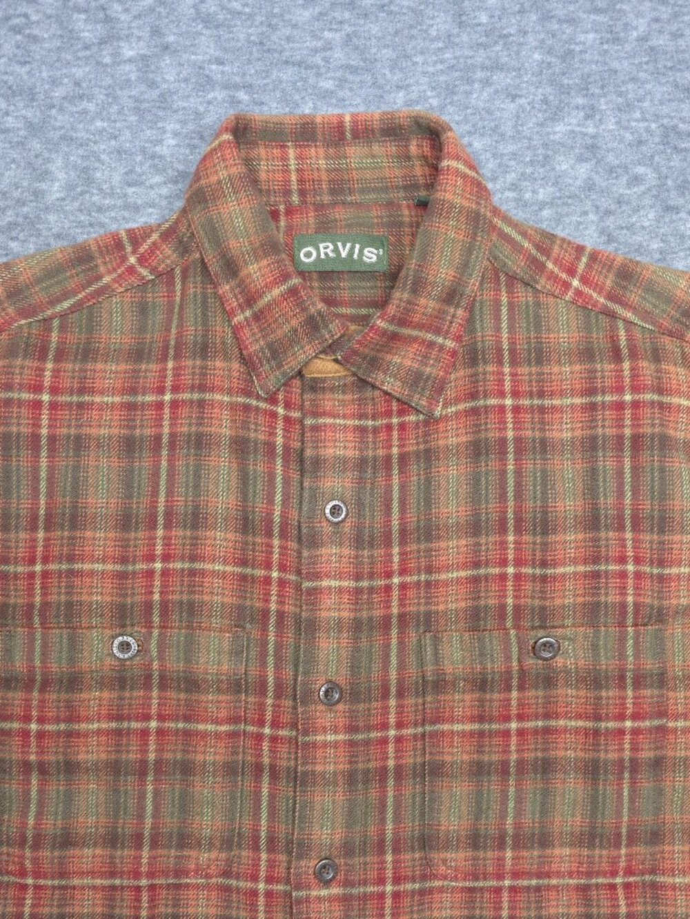 Orvis Perfect Flannel Shirt Mens M Heavy Cotton Plaid Button Front